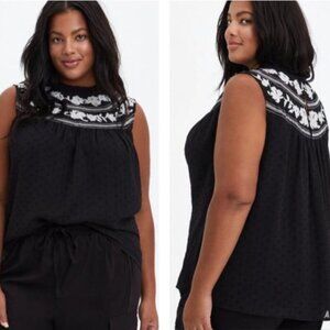 Torrid Clip Dot Embroidered Floral Sleeveless Top Blouse 2 2X 18/20